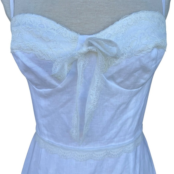 Reformation Arya White Linen Mini Dress Lace Accents Adjustable Straps Sz 6 NWOT - Picture 5 of 15